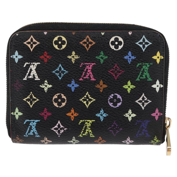 LOUIS VUITTON Monogram Multicolor Zippy Coin Purse Black M93740 LV Auth 163720
