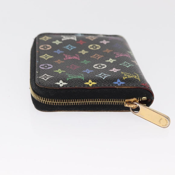 LOUIS VUITTON Monogram Multicolor Zippy Coin Purse Black M93740 LV Auth 163720