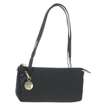 FENDI Zucchino Canvas Accessory Pouch Black Gold Auth 163722V