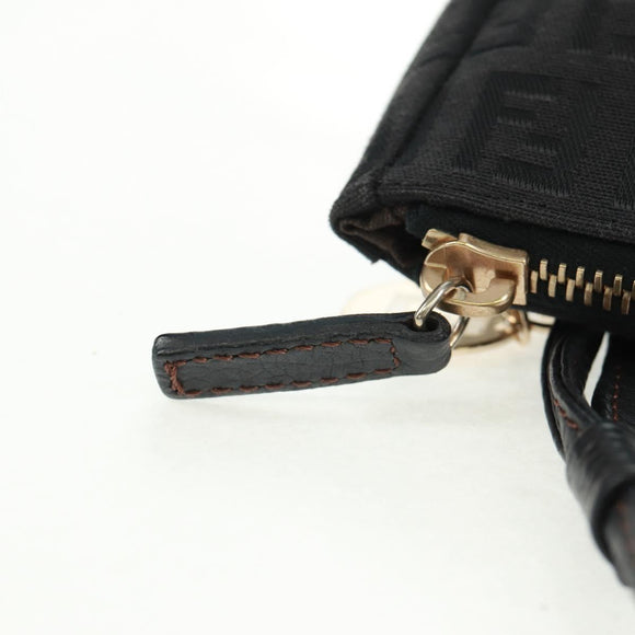 FENDI Zucchino Canvas Accessory Pouch Black Gold Auth 163722V
