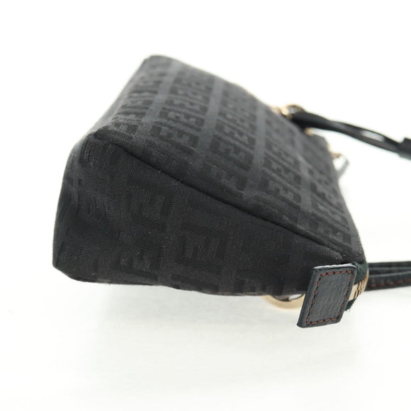FENDI Zucchino Canvas Accessory Pouch Black Gold Auth 163722V