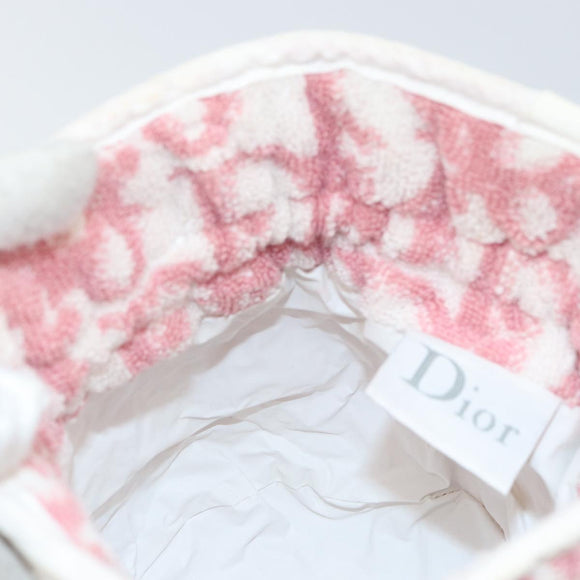 Christian Dior Trotter Canvas Pouch Pile Pink Auth 163724A