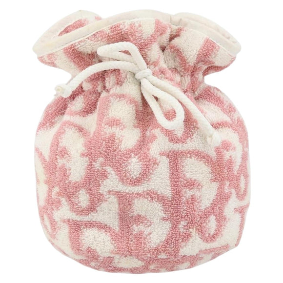 Christian Dior Trotter Canvas Pouch Pile Pink Auth 163724A
