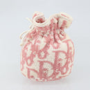 Christian Dior Trotter Canvas Pouch Pile Pink Auth 163724A-3