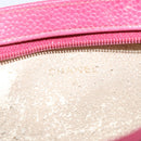 CHANEL COCO Mark Pouch Caviar Skin Pink Gold CC Auth 163727-13