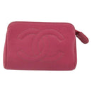 CHANEL COCO Mark Pouch Caviar Skin Pink Gold CC Auth 163727-2