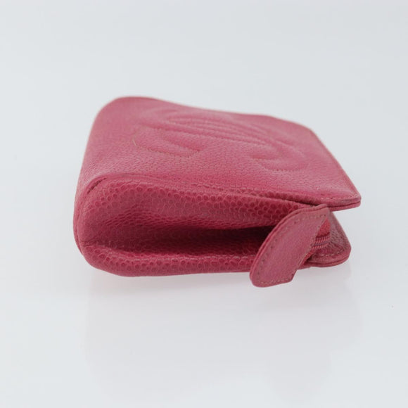 CHANEL COCO Mark Pouch Caviar Skin Pink Gold CC Auth 163727