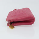 CHANEL COCO Mark Pouch Caviar Skin Pink Gold CC Auth 163727-5