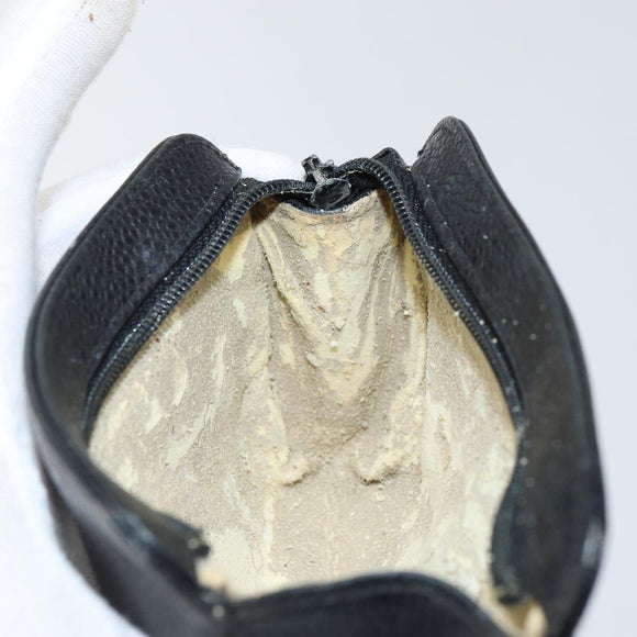 CHANEL COCO Mark Pouch Caviar Skin Black Gold CC Auth 163728