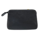 CHANEL COCO Mark Pouch Caviar Skin Black Gold CC Auth 163728-2