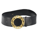 CELINE Belt Leather 31.5"" Black Gold Auth 163730V-1