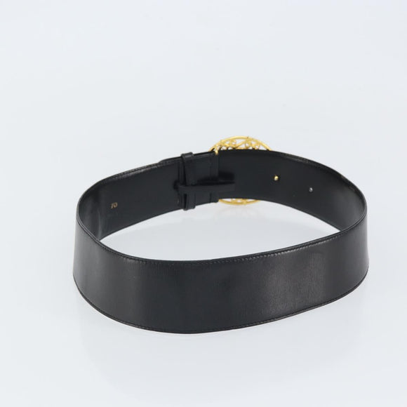 CELINE Belt Leather 31.5"" Black Gold Auth 163730V