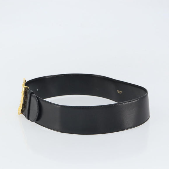 CELINE Belt Leather 31.5"" Black Gold Auth 163730V