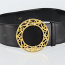 CELINE Belt Leather 31.5"" Black Gold Auth 163730V-5