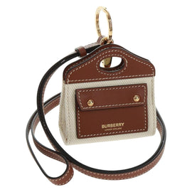 BURBERRY Neck pouch Earphone case Canvas Beige Gold Auth 163731M