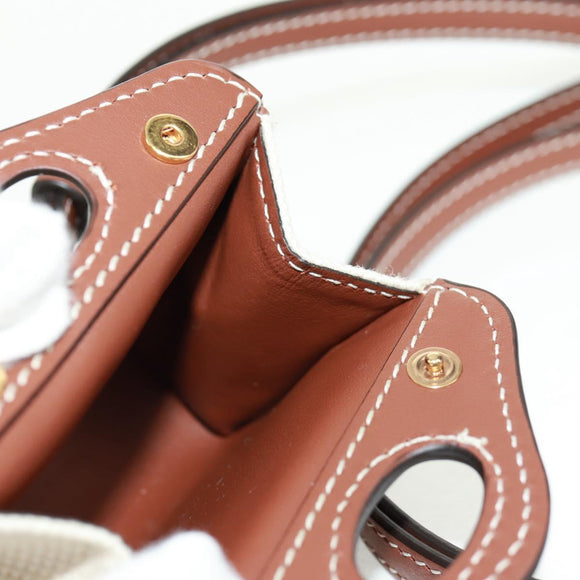 BURBERRY Neck pouch Earphone case Canvas Beige Gold Auth 163731M