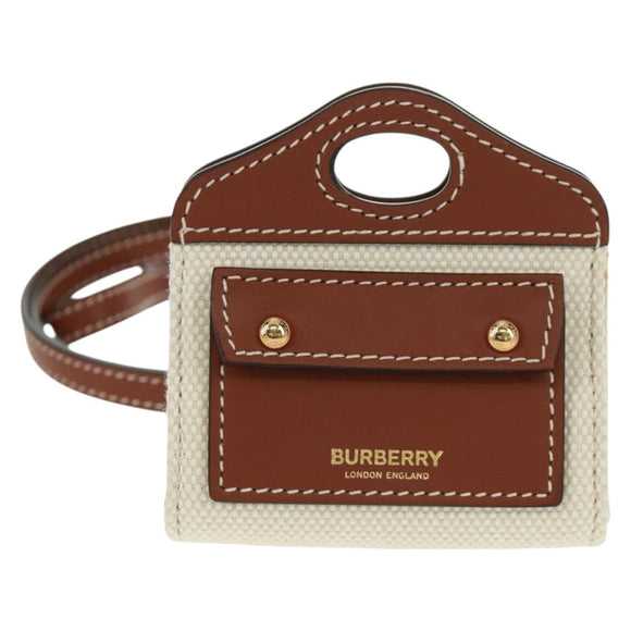 BURBERRY Neck pouch Earphone case Canvas Beige Gold Auth 163731M