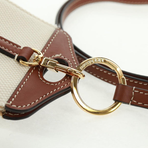BURBERRY Neck pouch Earphone case Canvas Beige Gold Auth 163731M