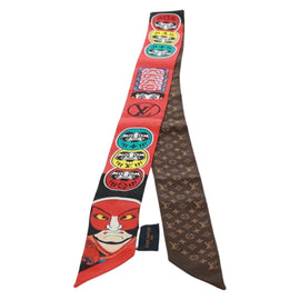 LOUIS VUITTON Bando BB Kabuki Sticker Scarf Silk Red MP1947 LV Auth 163732M - 0