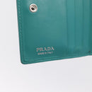 PRADA Compact Wallet Leder Smaragdgrün Auth 163735-17