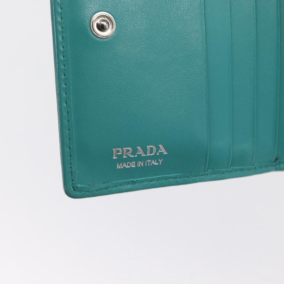 PRADA Compact Wallet Leder Smaragdgrün Auth 163735