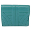 PRADA Compact Wallet Leder Smaragdgrün Auth 163735-2