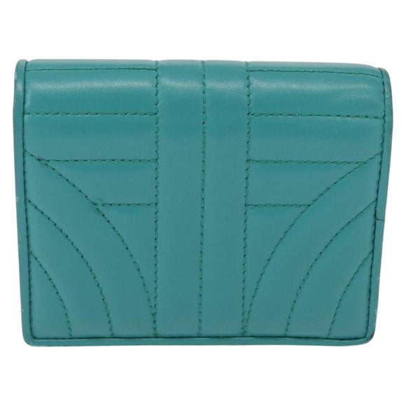 PRADA Compact Wallet Leder Smaragdgrün Auth 163735