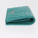 PRADA Compact Wallet Leder Smaragdgrün Auth 163735-3