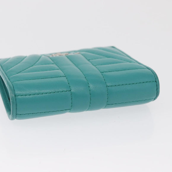 PRADA Compact Wallet Leder Smaragdgrün Auth 163735