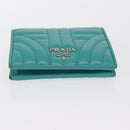 PRADA Compact Wallet Leder Smaragdgrün Auth 163735-6