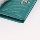 PRADA Compact Wallet Leder Smaragdgrün Auth 163735-7