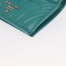 PRADA Compact Wallet Leder Smaragdgrün Auth 163735-14