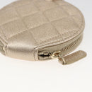 CHANEL Matelasse Earphone case Pouch Leather Champagne Gold CC Auth 163737SAM-10
