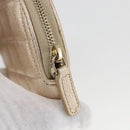 CHANEL Matelasse Earphone case Pouch Leather Champagne Gold CC Auth 163737SAM-12