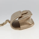 CHANEL Matelasse Earphone case Pouch Leather Champagne Gold CC Auth 163737SAM-22