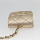 CHANEL Matelasse Earphone case Pouch Leather Champagne Gold CC Auth 163737SAM-23