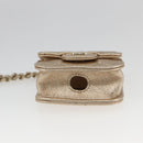 CHANEL Matelasse Earphone case Pouch Leather Champagne Gold CC Auth 163737SAM-24