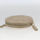 CHANEL Matelasse Earphone case Pouch Leather Champagne Gold CC Auth 163737SAM-4