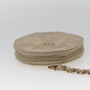 CHANEL Matelasse Earphone case Pouch Leather Champagne Gold CC Auth 163737SAM-6