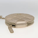 CHANEL Matelasse Earphone case Pouch Leather Champagne Gold CC Auth 163737SAM-7