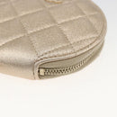 CHANEL Matelasse Earphone case Pouch Leather Champagne Gold CC Auth 163737SAM-8