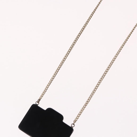 CHANEL COCO Mark Camera Necklace metal Black CC Auth 163738SM
