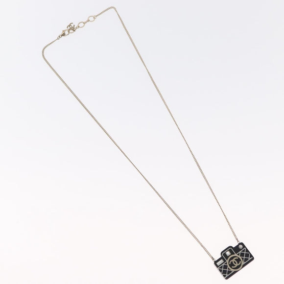 CHANEL COCO Mark Camera Necklace metal Black CC Auth 163738SM