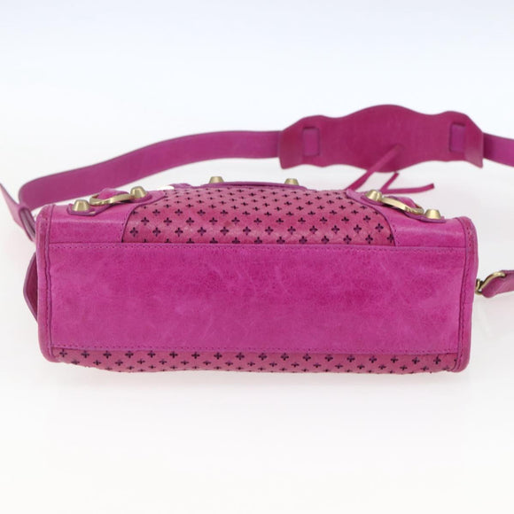 BALENCIAGA Classic Mini City Bag Leather 2way Pink Gold 300295 Auth 163743SAV