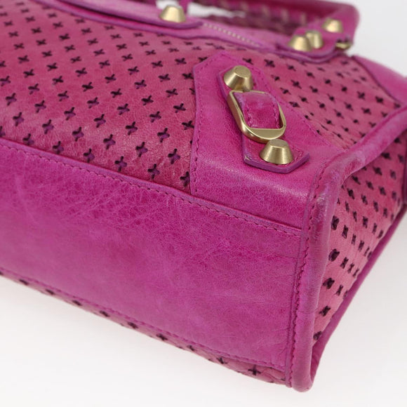 BALENCIAGA Classic Mini City Bag Leather 2way Pink Gold 300295 Auth 163743SAV