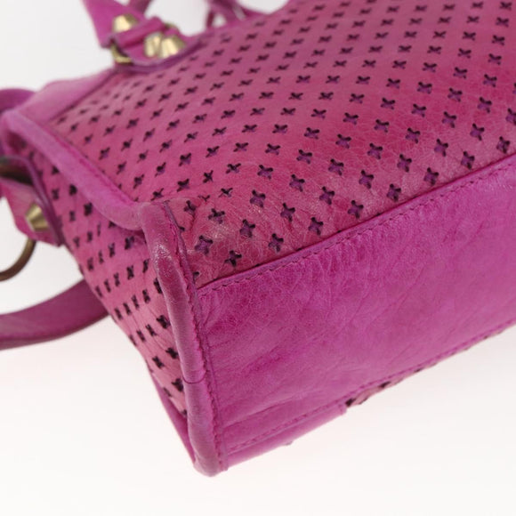 BALENCIAGA Classic Mini City Bag Leather 2way Pink Gold 300295 Auth 163743SAV