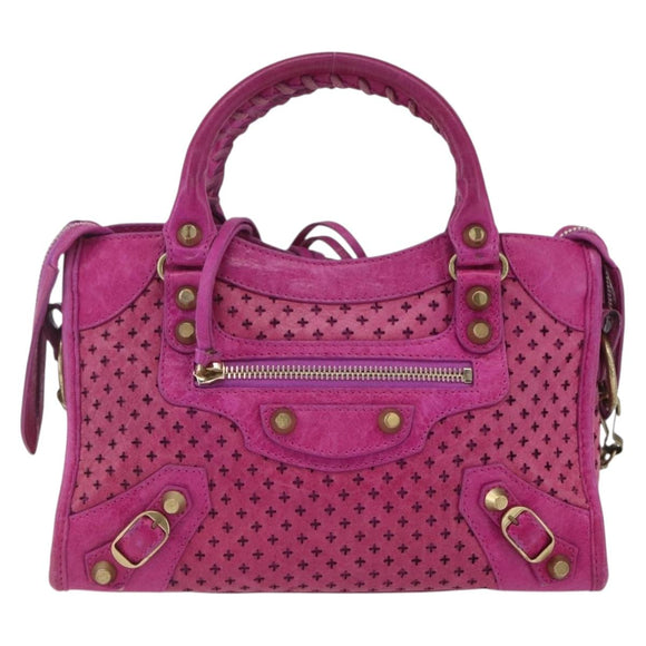 BALENCIAGA Classic Mini City Bag Leather 2way Pink Gold 300295 Auth 163743SAV