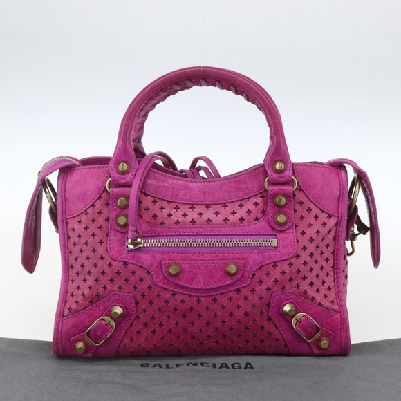 BALENCIAGA Classic Mini City Bag Leather 2way Pink Gold 300295 Auth 163743SAV