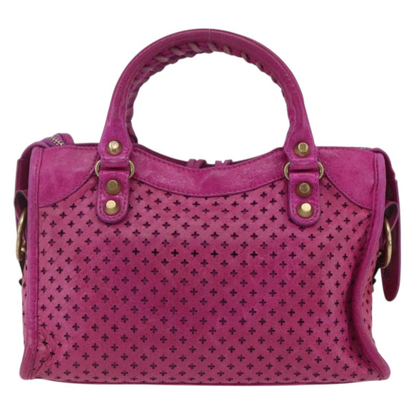 BALENCIAGA Classic Mini City Bag Leather 2way Pink Gold 300295 Auth 163743SAV