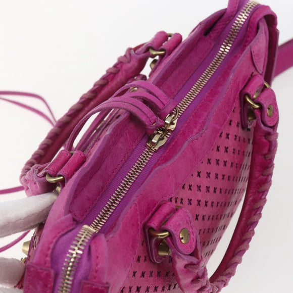 BALENCIAGA Classic Mini City Bag Leather 2way Pink Gold 300295 Auth 163743SAV